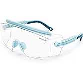 UKNOW Safety Goggles Over Glasses, Safety Glasses Anti Fog Wraparound Eye Protection, Protective Eyewear ANSI Z87.1