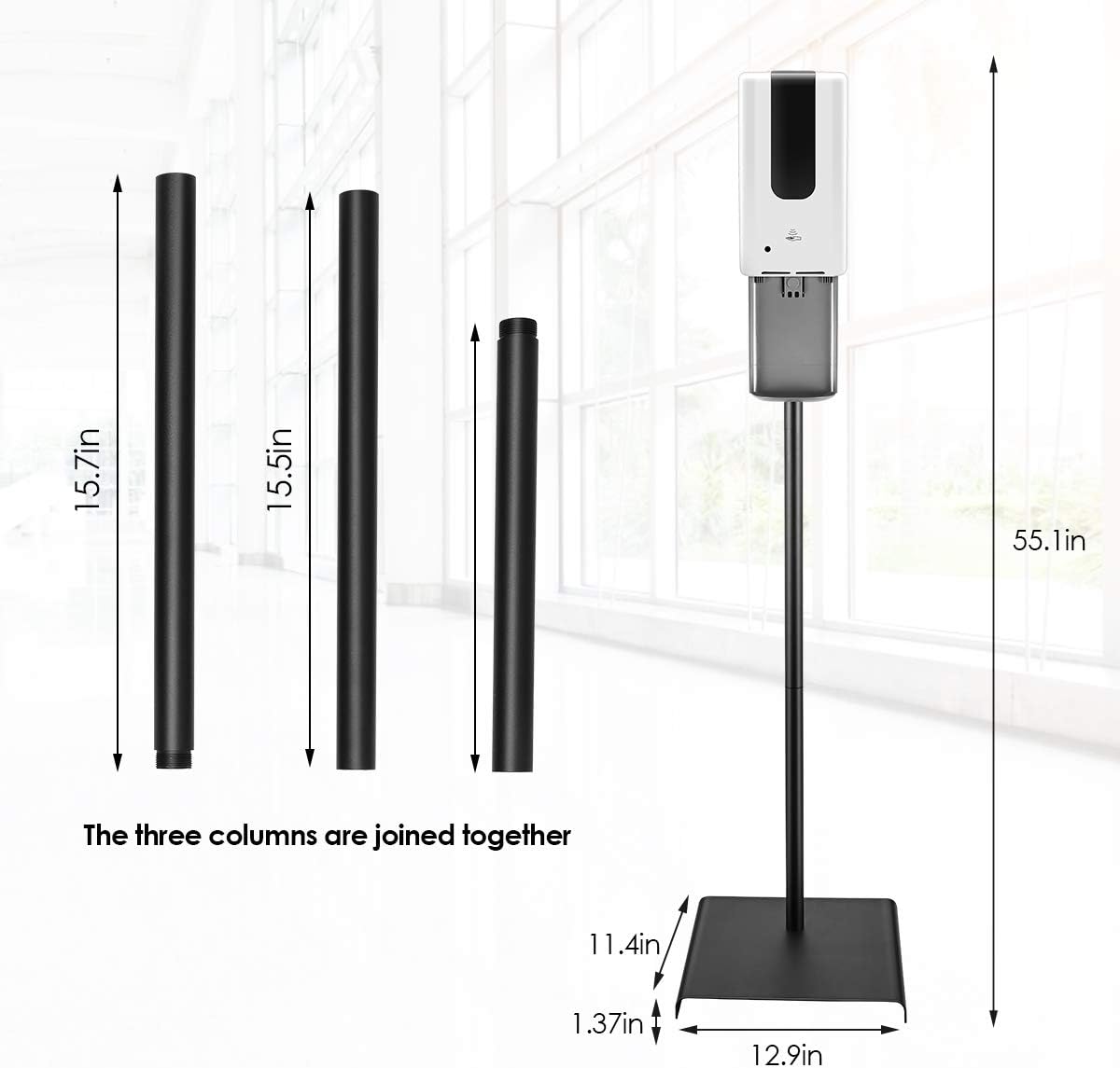TOPQSC Portable Hand Sanitizer Dispenser Floor Stand 1200ml Automatic