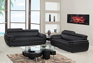Amazon Com Homeroots 69 X 38 X 32 39 Modern Black Leather Sofa