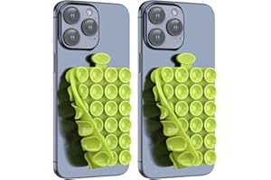 ZZGX Upgrade 2PCS Silicone Suction Cup Phone Case Mount Holder, Phone Accessory Holder Non Slip Phone Suction Cup Mat for Mirror Bathroom Home Kitchen (Green, Double Sided)