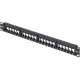 StarTech 24-Port 1U Blank Keystone UTP Patch Panel (C6PANELUTP241U) | Holds 24 UTP RJ45 keystone jacks, Rackmount, Network, Toolless modular, Numbered front ports, No punch tool, 19in rack