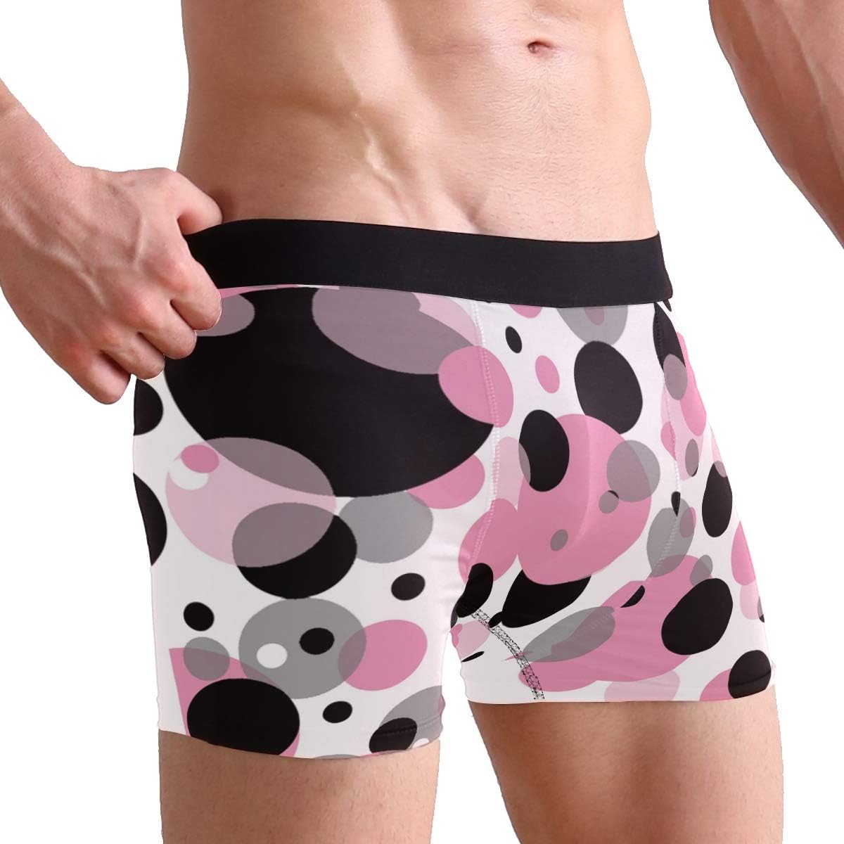 Polka Dots Pink Men's Comfortable Boxer Briefs Classic Underwear S M L