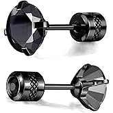 VOLUKA Cubic Zirconia Stainless Steel Screw Earrings - Titanium Screw Back Earrings 20G Pure Titanium Earpost - Hypoallergenic for Women Men Trendy Cartilage Stud Earrings