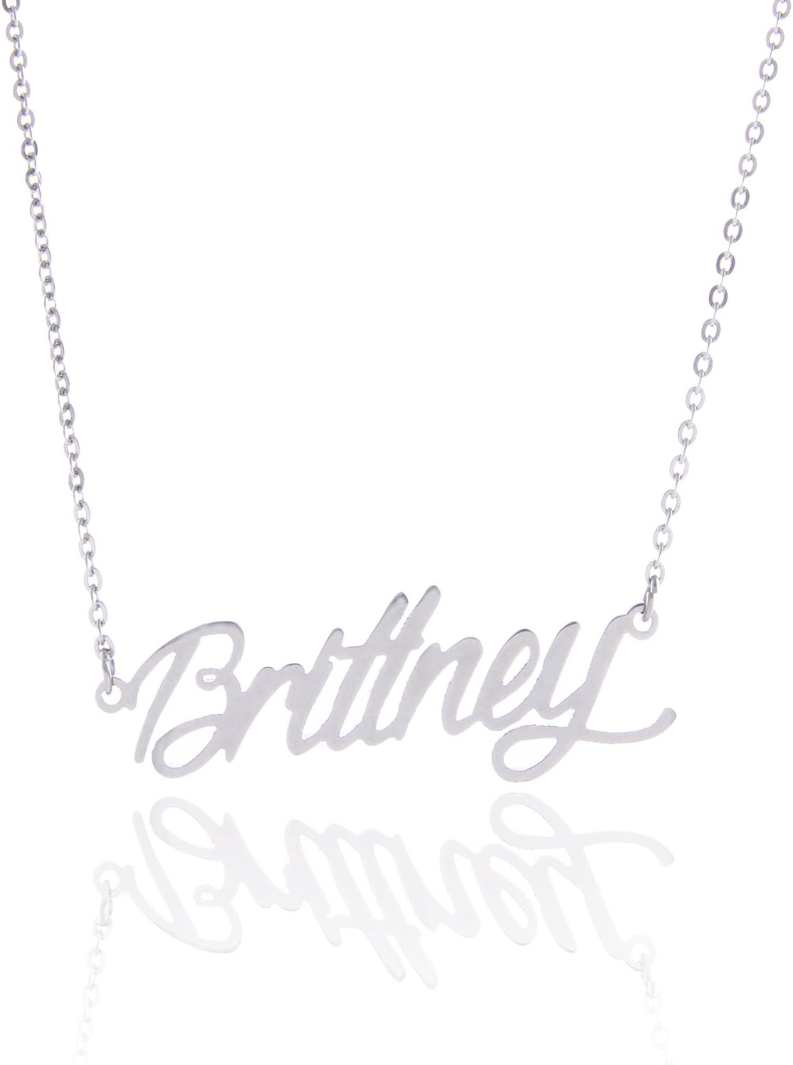 AOLOPersonalized Name Necklace Custom Any Name Necklaces Customized Nameplate Stainless Steel Jewelry for Womens Mens