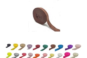 FAYADA Fold Over Elastic,5/8" Foldover FOE Trim Elastic Ribbon,Stretch FOE Band for Hair Ties Headbands Sewing Craft -5 Yards (Brown)