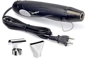 FloweryOcean Mini Heat Gun+Reflector Nozzle Kit 350W Fast Heat Hot Air Gun Overload Protection 2 Temp Setting 392°F-662°F & 6.6Ft Long Cable for Craft Shrink WrappingTubing Stripping Paint