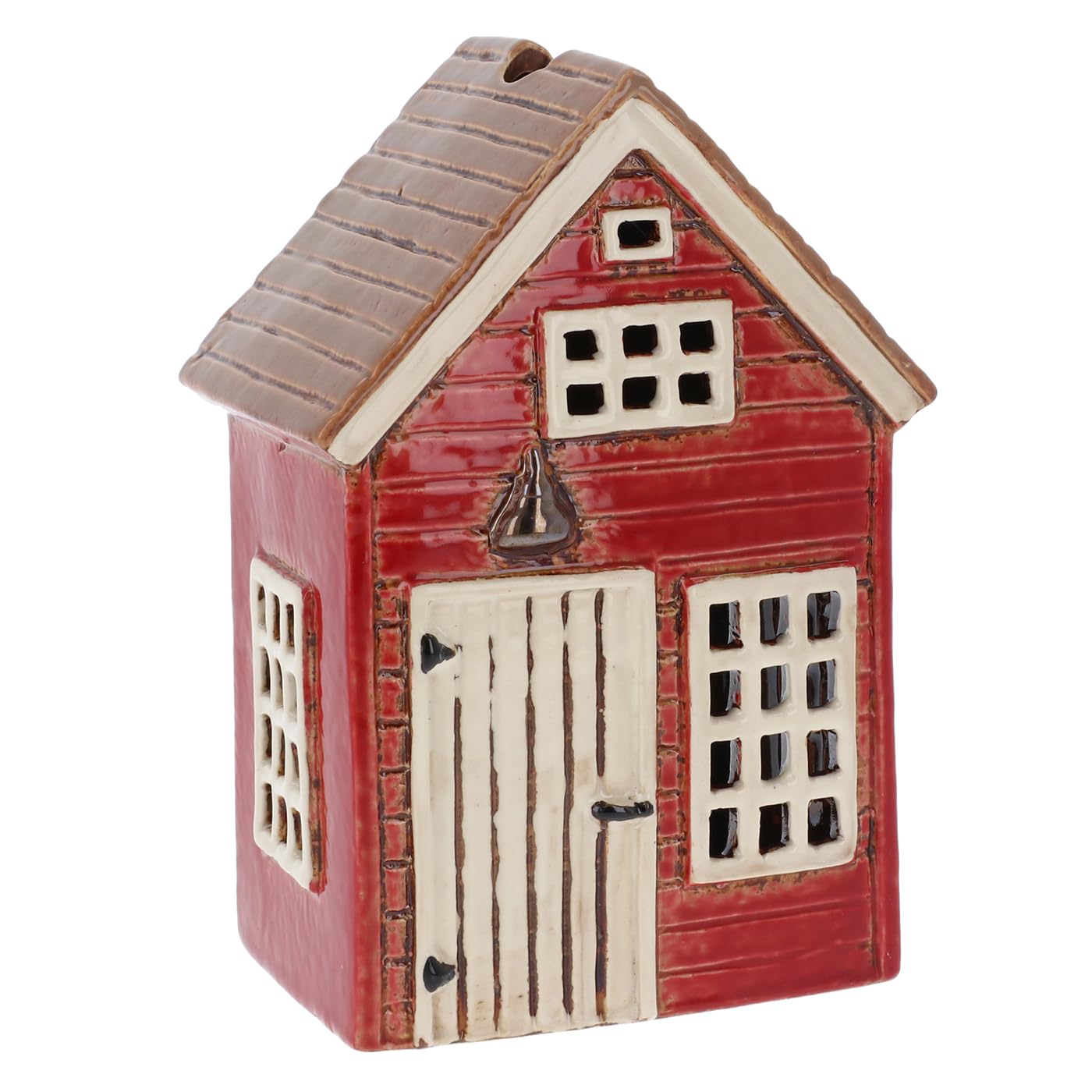 Shudehill Giftware Ceramic Village Pottery Holiday House Tealight Holder, beautiful house-warming gift, Home Ornament, Candle Holder (Red)