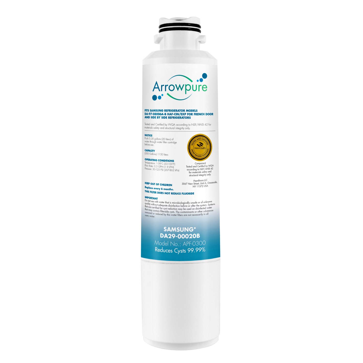 Arrowpure DA2900020B Refrigerator Water Filter Replacement Cartridge