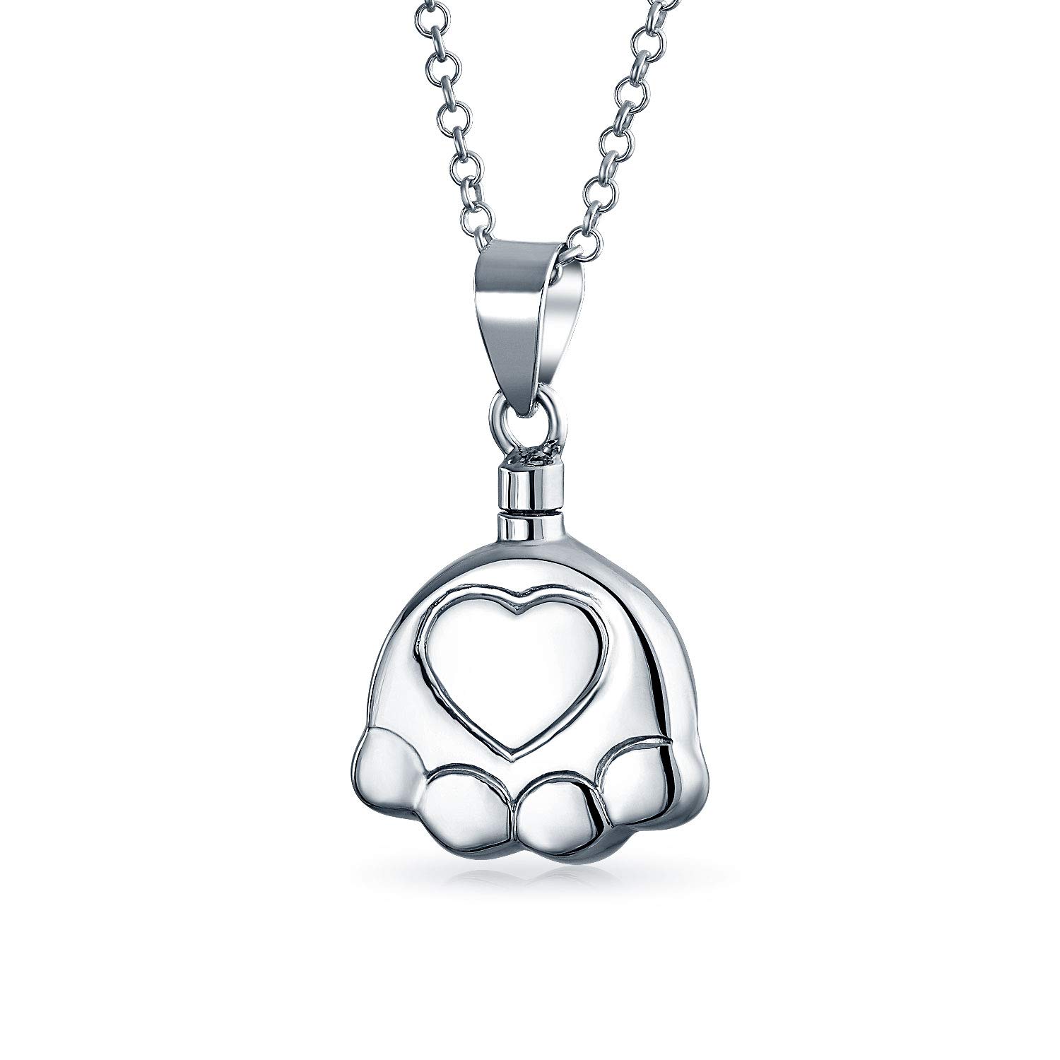Dog Cat Puppy Paw Print Cremation Jewelry For Ashes Pendant Locket Memorial Urn Ashes Holder Necklace For Women Sterling