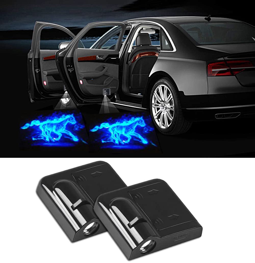 NewL 2x Wireless Projector Car Door Step Courtesy Welcome Lights Puddle Ghost Shadow LED Lights (Horse)
