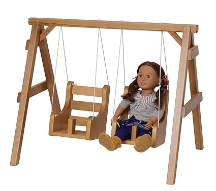 Double Swing Set 12 Inch - 18 Inch Dolls USA Handmade Furniture, Natural Finish