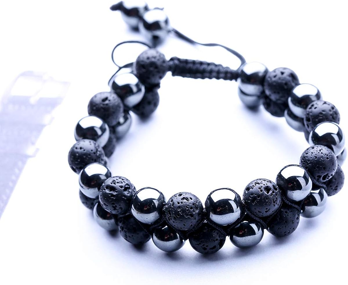 WRCXSTONE Natural Stone Bracelet Mens Black Lava Rock Bracelet Tiger Eye Gemstone Bracelet Yoga Essential Oil Bracelet Charm Gift: Clothing