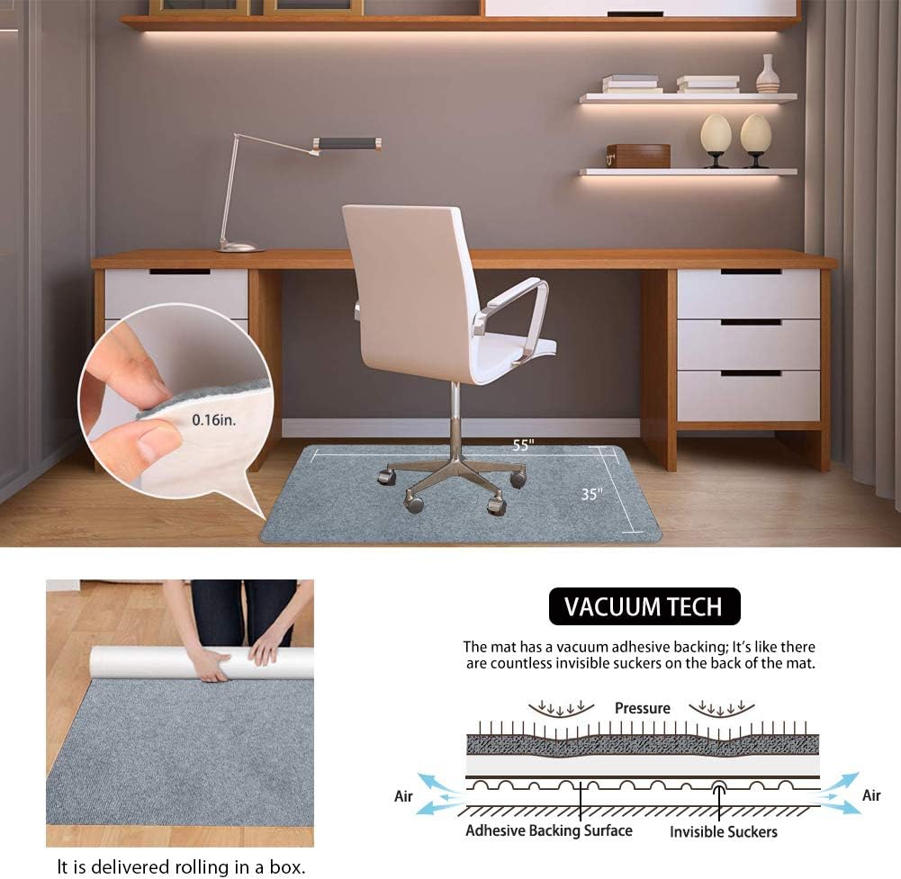 Office Chair Mat, Upgraded Version - Office Desk Chair Mat for Hardwood Floors, 1/6" Thick 55"x35" Hard Floor Protector Mat, Multi-Purpose Chair Carpet for Home (Light Gray) : Office Products