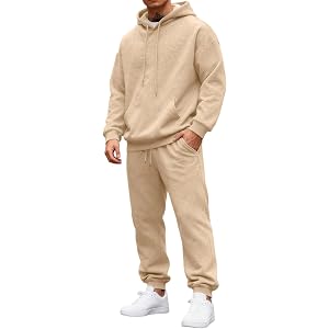 GQN Men's 2 Piece Oversized Tracksuit Hoodie and Jogger Sweatpants Casual Matching Sweatsuit for Travel Lounge Sport