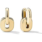 NOKMIT Chunky Hoop Earrings for Women, Trendy 14K Gold Silver Tone Bold Geometric Paperclip Link Earrings, High Polish Hypoallergenic Statement Jewelry Gifts