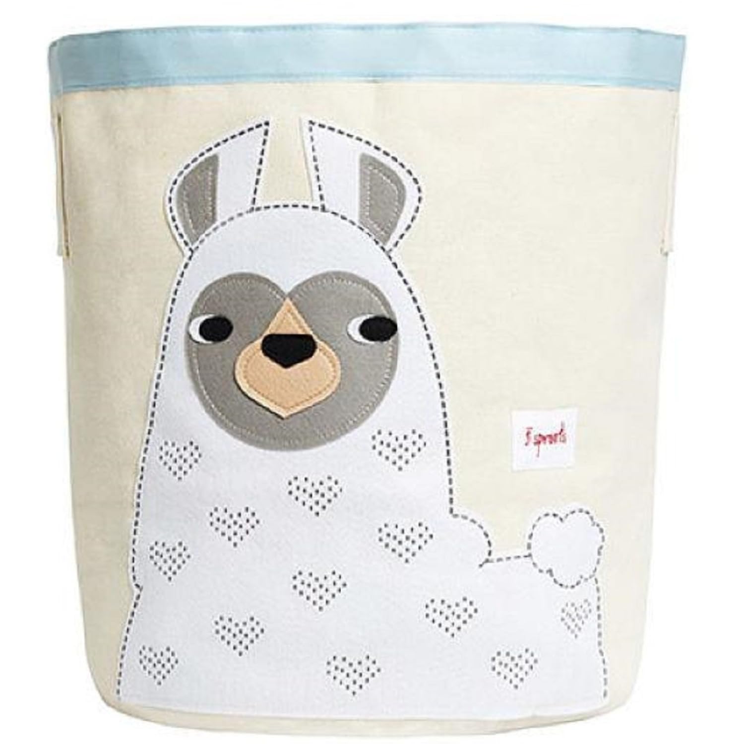 3 Sprouts Large Cotton Canvas Toy Storage Basket - Durable Baby Laundry Organizer with Handles, Kids Foldable Toy Basket for Playroom & Nursery Decor, Llama