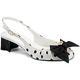 Karl Lagerfeld Womens Sprouse Polka Dot Slingback Dress Heel with Bow Detail