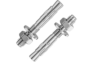 Wensilon 10Pcs 3/8x2-1/2 Inch Standard Fasteners for Heavy-Duty 304 Stainless Steel Wedge Anchors for Cement and Concrete