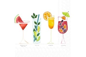 IHR 20-Count 3-Ply Cocktail Beverage Paper Napkins, 5 x 5-Inches, Summer Cocktails