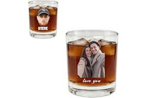 Bliver Personalized Whiskey Glass Custom Bourbon Glasses 8oz & 11oz Printed Your Photo Text Unique Gifts for Men Husband Fath