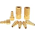 SUNGATOR 8-Piece 1/4" NPT Air Hose Fittings, Solid Brass 1/4'' Air Line Quick Connect Fittings, 1/4 Inch Coupler and Plug Kit, Compressor Accessories, Quick Connect Hose Repair Kit