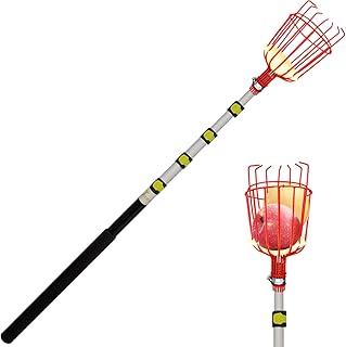 T STREET 13 Foot Obstpflücker mit Korb, Leichtes Gewicht, Hohe Qualität Aluminiumlegierung Teleskopstangen,Apfelpflücker,Tragbar 5 Abschnitt Kann Schrumpfen Mehr Kurze - By EnergeticSky™