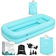 Medical Inflatable Bathtub,Shower Bath Basin Kit, PVC Portable Bathtub with Electric Air Pump,Portable Bathtub Wash Full Body in Bed Bath,for Elderly (Blue)