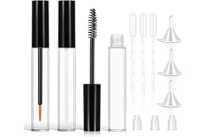 Empty Mascara Tube, 10ml Eyeliner Cream Container Bottle with Rubber Inserts, Funnels and Transfer Pipettes, Lip Gloss Tubes 