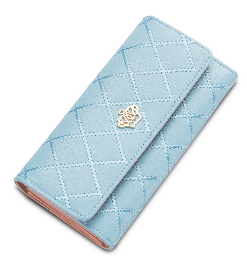 Mujer Cartera de Cuero Billetera Carpeta de Corona Monedero Largo Bolso de