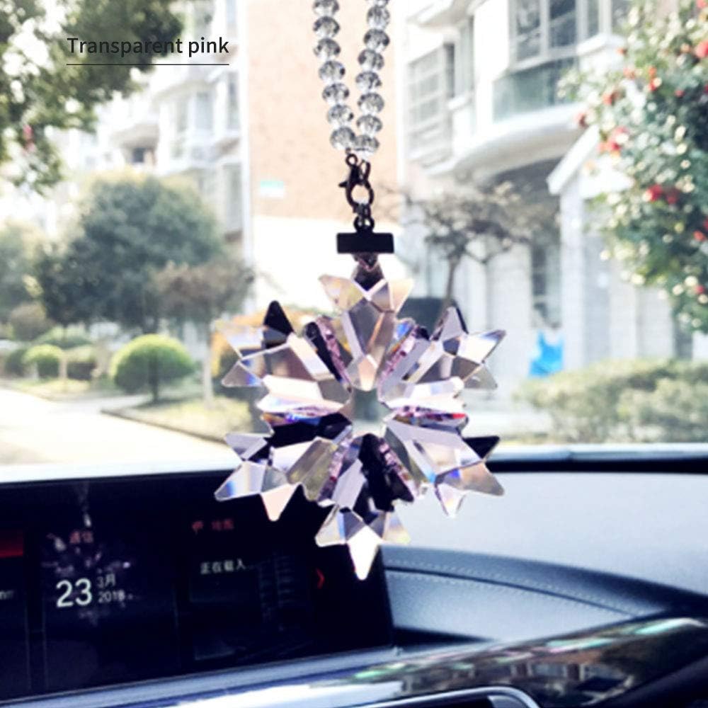車内の装飾ラッキー クリスタルスノーフレーク ペンダント 車 アクセサリーリアビューミラーぶら下げ装飾りカーアクセサリー 水晶飾 おしゃれ プレゼントピンク ルームミラー用デコレーション 車 バイク Amazon
