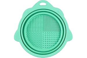MR LION Makeup Brush Cleaning Mat, Silicone Makeup Cleaning Brush Scrubber Mat Portable Washing Tool Cosmetic Brush Cleaner with Suction Cup for Valentines Day (Green)