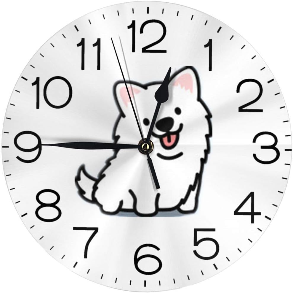 Amazon Co Jp かわいいサモエド犬アイコン 掛け時計 壁掛け時計 置き時計 丸型 サイレント 連続秒針 デジタル ウォールクロック おしゃれ デジタル時計 高級感 装飾 ホーム キッチン