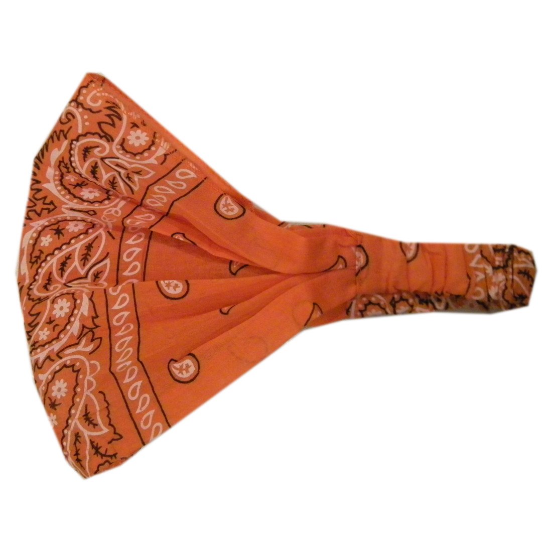 Orange Paisley Cotton Bandana Headband with Elastic (Keshet