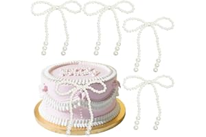 STARFA LAB 12PCS Elegant Pearl Bow Cake Toppers,Pearl Bows Decorations for Weddings,Birthdays,Bridal Showers,Pearl Bows for Cakes,Bouquets,and Party Supplies