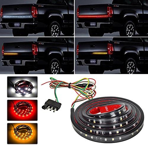 ZFLIN Waterproof 70" Red/white/Yellow Tailgate LED Strip Light Bar Truck Reverse Brake Turn Signal Tail for Ford GMC Chevy Dodge Toyota Nissan Honda Truck SUV 4x4 Dodge Ram (144LEDs 70")