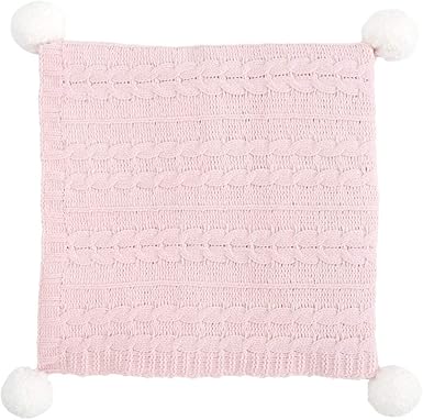 pink pom pom baby blanket