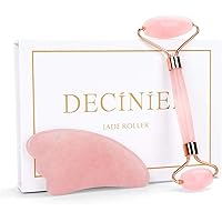 Deciniee Jade Roller and Gua Sha Tools Set - Anti Aging Rose Quartz Roller Massager - 100% Real Natural Jade Roller for…