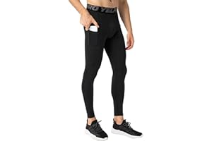 Yuerlian Mens Compression Pants Athletic Leggings with Pockets Running Baselayer Tights Cycling Workout Pants 1-3 Pack