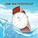 AIBI Slim and Big face Watches with Brown Bands for Men and Women Clearance Light Brown Leather Strap Easy to Read 3ATM Waterproof with Egg White Face