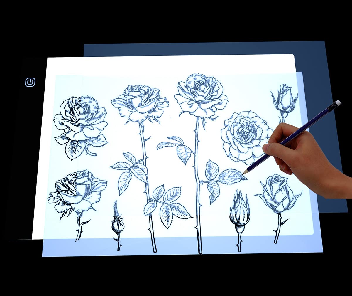 A4 Led Light Pad Board Light Box Drawing, Lightbox Boxes for Drawing Tracing, 5 D 5d Diamond Art Painting, Weeding, Sketching Copy Lightboard, Film Negatives, Kids Bright Up Pads, Quilters