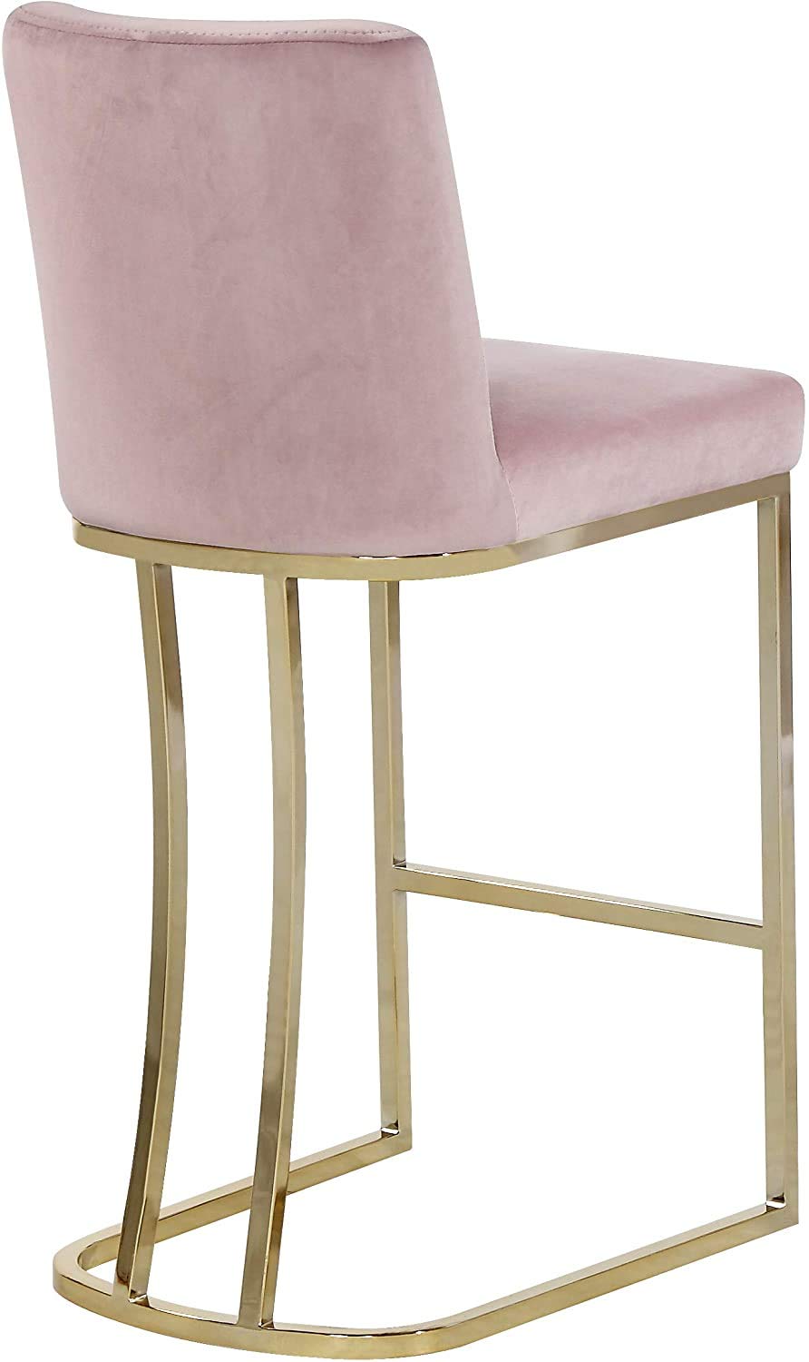 Meridian Furniture Heidi Collection Modern | Contemporary Velvet Upholstered Counter Stool with Polished Gold Metal Legs, 16" W x 19.5" D x 36.5" H, Pink (( Improved . ))