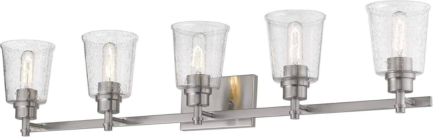 Amazon Com Z Lite 464 5v Bn Bohin 5 Light Bath Vanity Brushed Nickel Finish With Clear Seedy Glass Furniture Decor