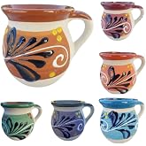 Hand-Painted Mexican clay Mugs, Floral Ceramic Coffee cups, Artisan Handmade Talavera Jarritos Mexican Mugs Tazas de Mexico (Mixed, Single (1))