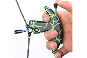 LIZHOUMIL Thumb Bow Release, 3 Finger Thumb Trigger Caliper Grip Compound Bow Release Aid, Recurve Bow Releaser Aid Tool, Replaceable Bow Release Trigger Caliper Grip Green