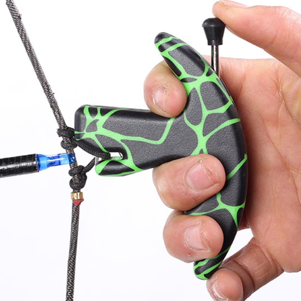 Photo 1 of LIZHOUMIL Thumb Bow Release, 3 Finger Thumb Trigger Caliper Grip Compound Bow Release Aid, Recurve Bow Releaser Aid Tool, Replaceable Bow Release Trigger Caliper Grip Green