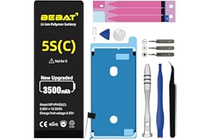 BEBAT Replacement for iPhone 5S/5C Battery, 3500mAh High Capacity Li-ion Polymer Replacement Battery for iPhone 5S/5C A1453 A1457 A1518 A1528 A1530 A1533 with Complete Professional Repair Tool