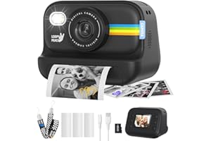 ORANTRONX Instant Print Camera for Kids, Birthday Gifts for Girls and Boys Ages 3-12 - 1080P Video Camera for Kids, Gift Ideas for Boys Ages 3 4 5 6 7 8 9 10 11 12 - Girls' Gifts for Christmas/Holidays - Black