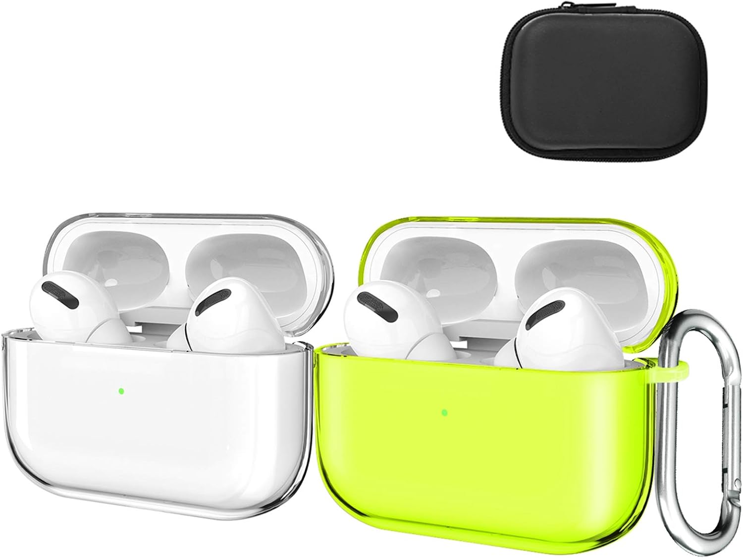 Valkit Compatible AirPods Pro Case Cover, Clear Airpod Protective Soft TPU Case with Keychain Shockproof Cover Case for Apple Airpods Pro Charging Case [Front LED Visible]-2 Pack(Clear+Yellow)