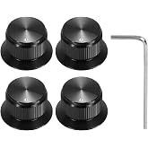 MECCANIXITY 4Pcs Aluminium Potentiometer Knobs 1/4" Top Hat Bell Control Replacement Knob with Screw for Electric Guitar Bass AMPS Black