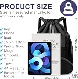 GAOHUI Waterproof Drawstring Bag with Shoe Compartment Black Gym Travel Sports view 4